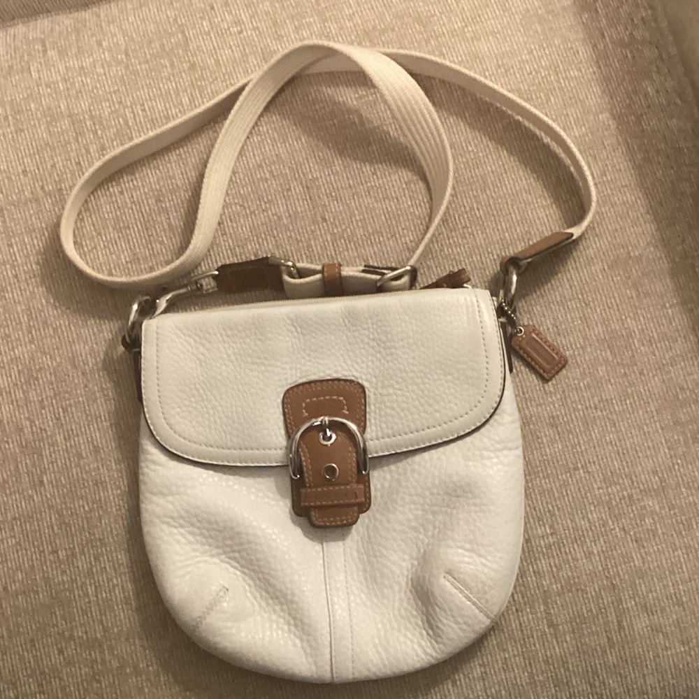 Coach White and Tan Crossbody Bag